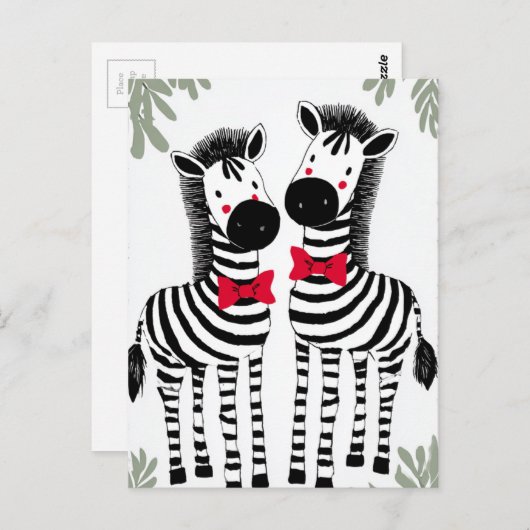 Two Cute Zebras Briefkaart (Voorkant / Achterkant)