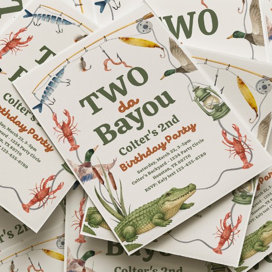 Two Da Bayou Birthday Invitation Kaart