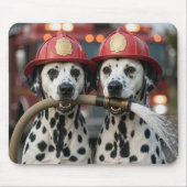 Two Dalmatian Dogs Holding a Fireman Hose Muismat (Voorkant)