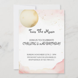 Two De Maan 2e Meisje Verjaardag Uitnodiging