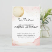 Two De Maan 2e Meisje Verjaardag Uitnodiging (Staand voorkant)