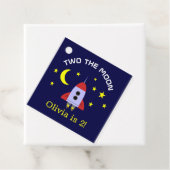 Two De maan 2e verjaardag raket schip sterren Bedankjes Labels (In situ)