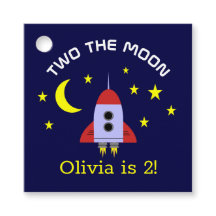 Two De maan 2e verjaardag raket schip sterren