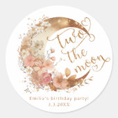 Two de maan goud roze meisje 2e verjaardag party ronde sticker (Voorkant)