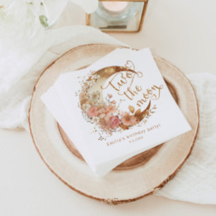 Two de maan goud roze meisje 2e verjaardag party servet