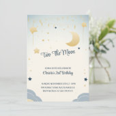 Two De Maan Meisje Tweede Verjaardagsfeestuitnodig Kaart (Staand voorkant)