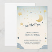 Two De Maan Meisje Tweede Verjaardagsfeestuitnodig Kaart (Voorkant / Achterkant)