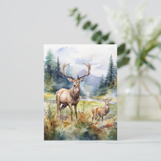Two Deer Briefkaart (Staand voorkant)
