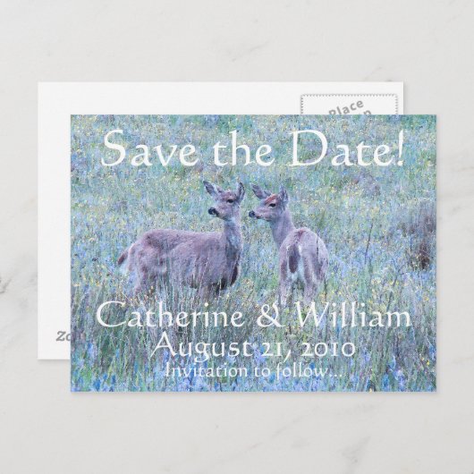 Two Deer Save the Date Briefkaart (Voorkant / Achterkant)