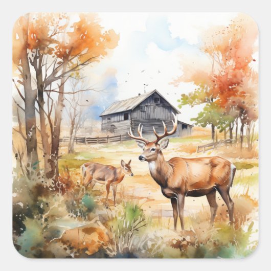 Two Deer Vierkante Sticker (Voorkant)