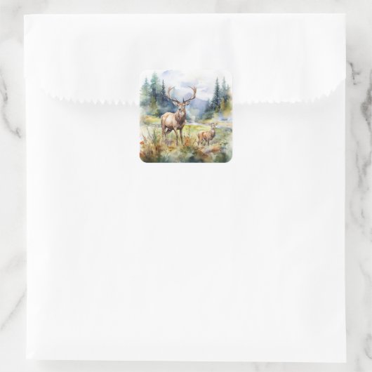 Two Deer Vierkante Sticker (Tas)
