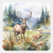 Two Deer Vierkante Sticker (Voorkant)
