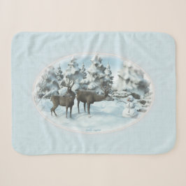 Two Deers en een Snowman Sherpa Blanket Deken