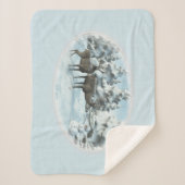 Two Deers en een Snowman Sherpa Blanket Sherpa Deken (Voorkant)