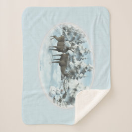 Two Deers en een Snowman Sherpa Blanket Sherpa Deken