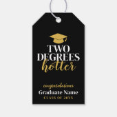 Two Degrees Hotter - Naam - Zwart Goud Afstuderen Cadeaulabel (Voorkant)