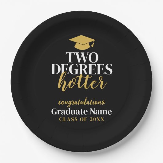 Two Degrees Hotter - Naam - Zwart Goud Afstuderen Papieren Bordje (Voorkant)