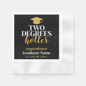 Two Degrees Hotter - Naam - Zwart Goud Afstuderen Servet (Voorkant)