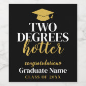 Two Degrees Hotter - Naam - Zwart Goud Afstuderen Wijn Etiket (Enkel label)