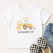 Two & Diggin' IT Construction Naam 2e verjaardag Kinder Shirts
