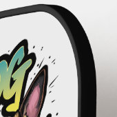 Two Dogs Drink Beer en draagt een zonnebril Pickleball Paddle (Links Detail)