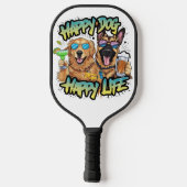 Two Dogs Drink Beer en draagt een zonnebril Pickleball Paddle (Achterkant)