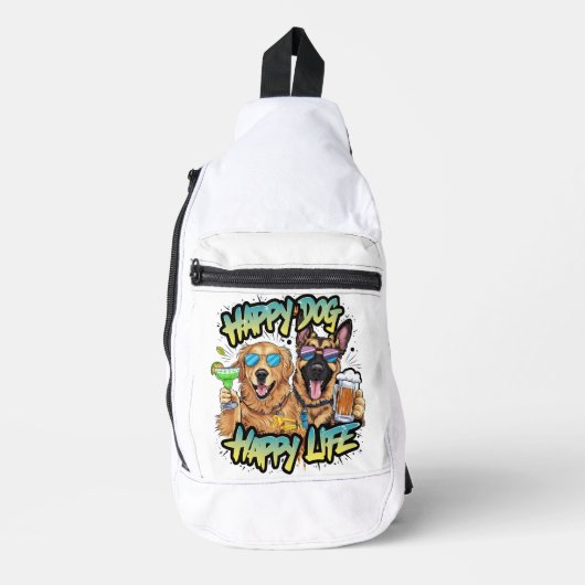 Two Dogs Drink Beer en draagt een zonnebril Sling Bag (Voorkant)
