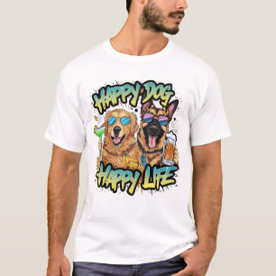 Two Dogs Drink Beer en draagt een zonnebril T-shirt