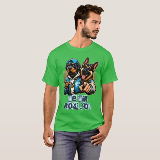 two dogs rocking tee design funny t-shirt (Voorkant volledig)