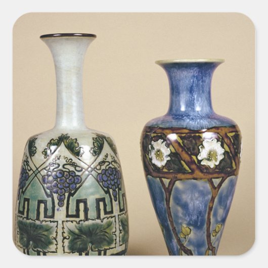 Two Doulton vases by Eliza Simmance, c.1880 Vierkante Sticker (Voorkant)
