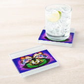 Two Doves spring Glazen Onderzetter (Schuin)