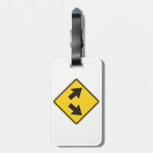 Two Downward Arrows Warning Road Sign Bagagelabel (Achterkant verticaal)