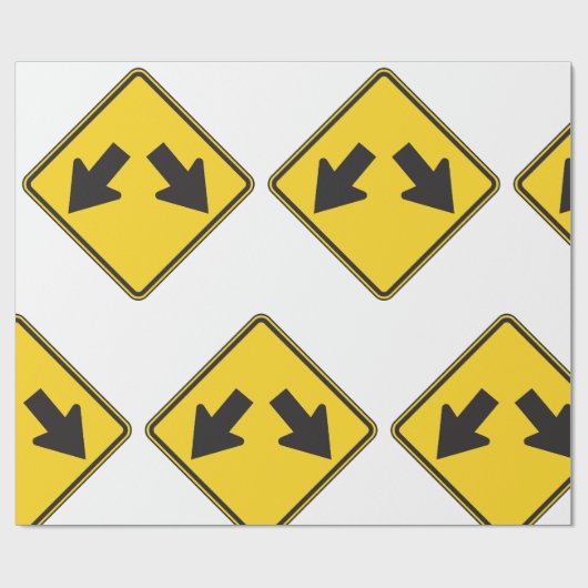 Two Downward Arrows Warning Road Sign Cadeaupapier (Vlak)