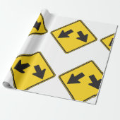 Two Downward Arrows Warning Road Sign Cadeaupapier (Uitgerold)