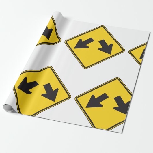 Two Downward Arrows Warning Road Sign Cadeaupapier (Uitgerold)