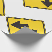 Two Downward Arrows Warning Road Sign Cadeaupapier (Hoek)