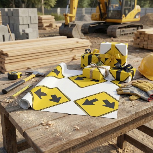 Two Downward Arrows Warning Road Sign Cadeaupapier
