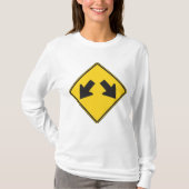 Two Downward Arrows Warning Road Sign T-shirt (Voorkant)