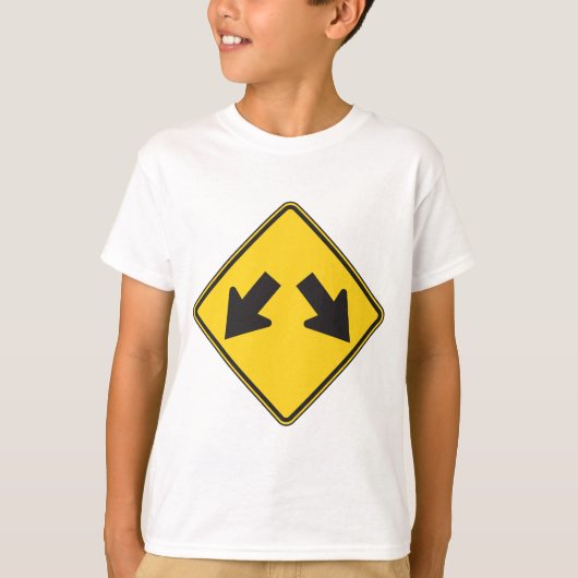Two Downward Arrows Warning Road Sign T-shirt (Voorkant)
