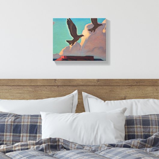 Two Eagles van Maynard Dixon Canvas Afdruk (Insitu (Slaapkamer))