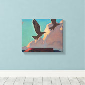 Two Eagles van Maynard Dixon Canvas Afdruk (Insitu (Houten vloer))