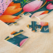 Two Easter Bunnies in Tulip Field Legpuzzel (Zijkant)