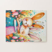 Two Easter Bunnies in Tulip Field Legpuzzel (Horizontaal)