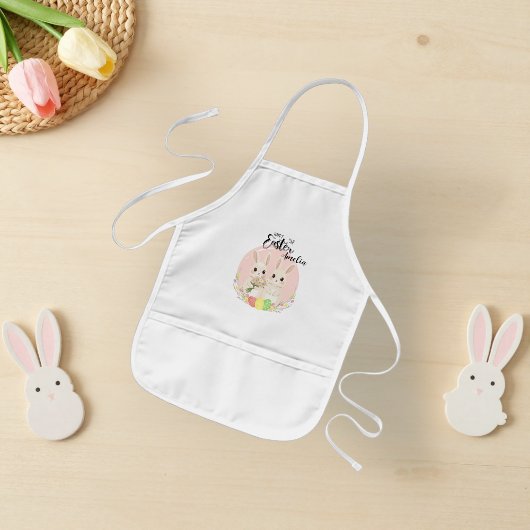Two Easter Bunnies Personalized Kids Apron Kinder Schort