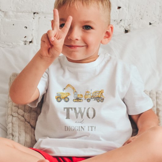 Two en Diggin' It Construction Verjaardag T-shirt