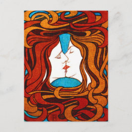 "Two Faces Kissing with Hair" ongeveer 1898 Briefkaart