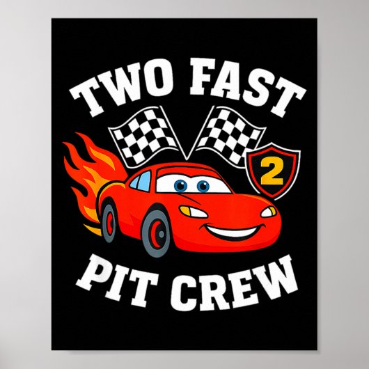 Two Fast 2 2nd Birthday T Crew 2yr Year Old Poster (Voorkant)