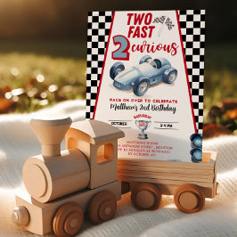 Two Fast 2nd birthday Boy Racer Invitation Kaart