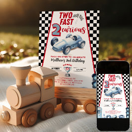 Two Fast 2nd birthday Boy Racer Invitation Kaart