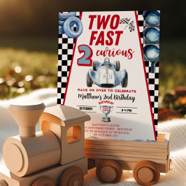 Two Fast 2nd birthday Boy Racing Car Invitation Kaart
